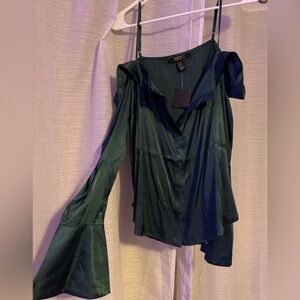 Forever 21 Dark Green Satin Blouse